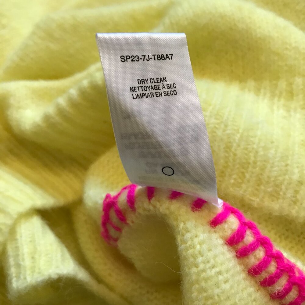 Sundry Crew Neck Pullover Sweater Womens 0 XS Yellow Pink Stitch Long Sleeve - Picture 6 of 10